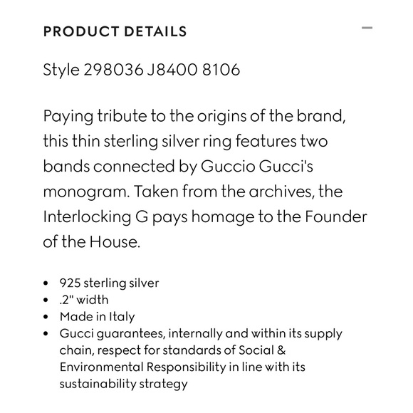 NWB GUCCI INTERLOCKING THIN OPEN BAND - Picture 6 of 16